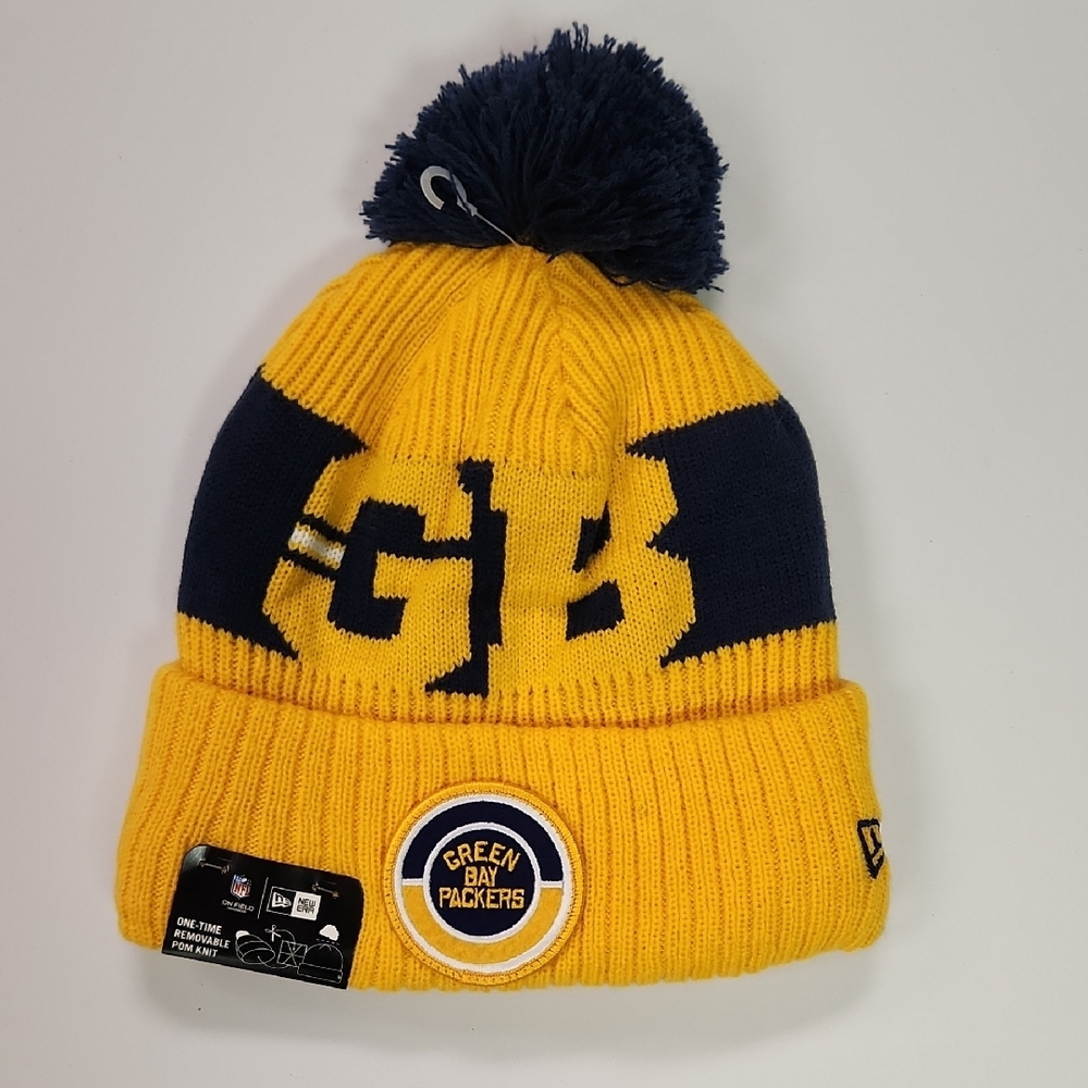 New Era Green Bay Packers Yellow and Navy Retro Beanie